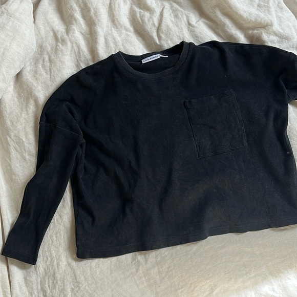 L.F. Markey black stretchy boxy shirt - Picture 1 of 4